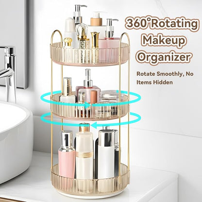 360° Rotating Makeup Organizer for Vanity, 3 Tier Perfume Organizers - Image 4