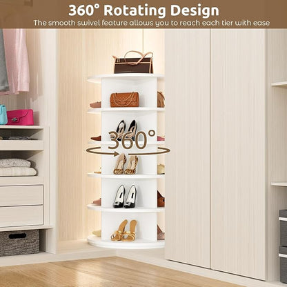 Rotating Shoe Rack 5 Tier Spinning Shoes Organizer Tower - Image 4