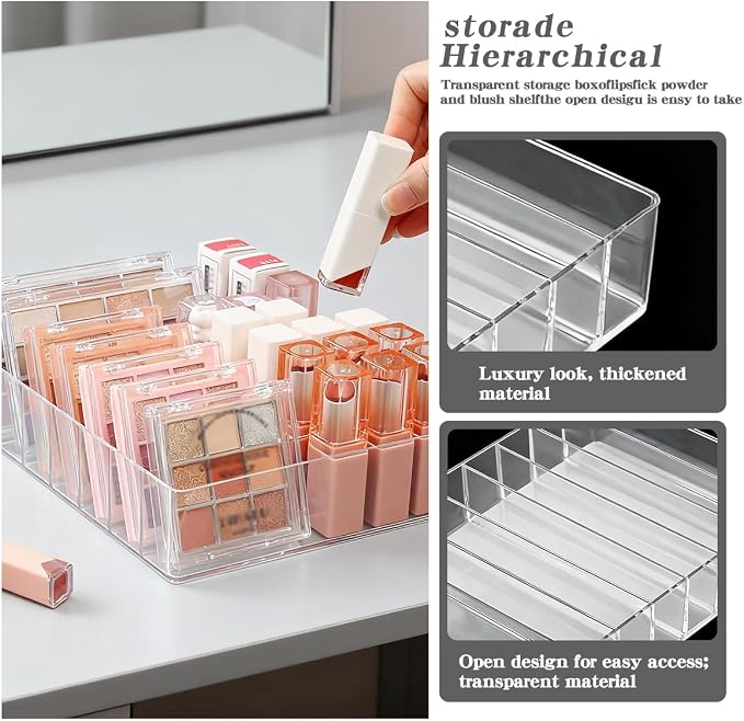 Makeup Organizer for Eyeshadow Palette and Lipstick Organizer, 7 Section - Image 4
