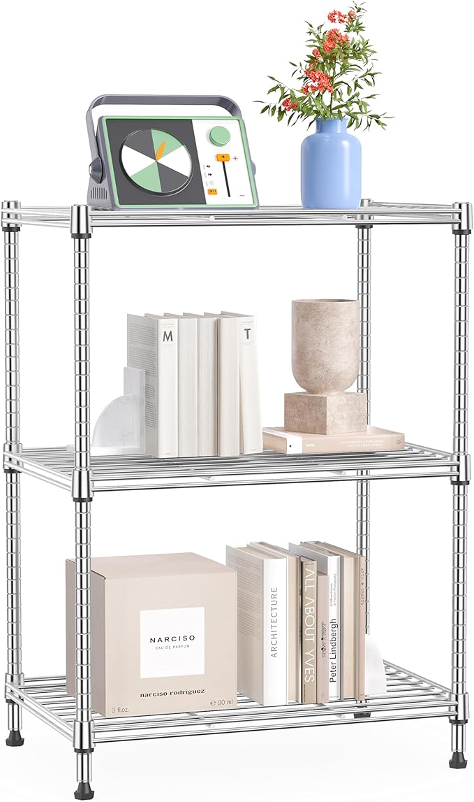 IZEUK 3 Tier Shelf, Heavy Duty Steel Wire Shelving Unit by IZEUK