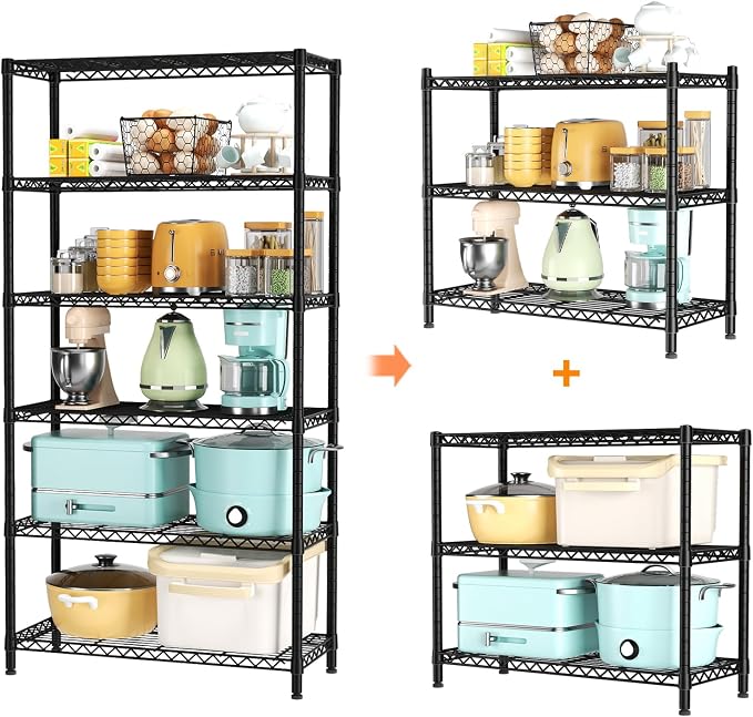 SINGAYE 6 Tier Shelf Organizer Storage Metal Shelves Garage Wire Shelving Unit - Image 4