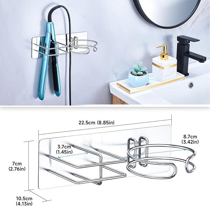 Hair Straightener Holder Hair Dryer Holder Wall Mounted, Blow Dryer and Curling - Image 7