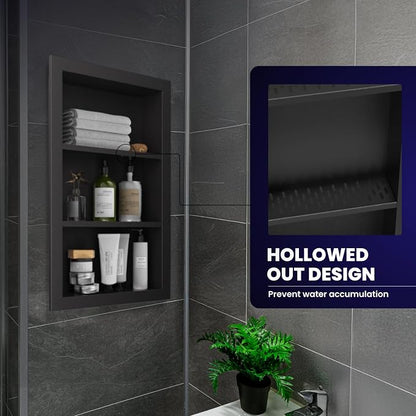 14" x 24" Stainless Steel Shower Niche, 3-Tier Waterproof Shelves, No-Tile - Image 5