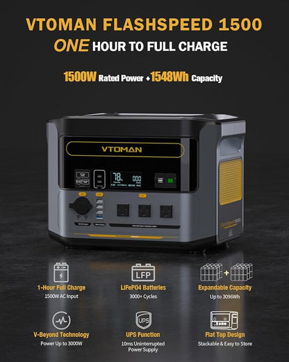 VTOMAN FlashSpeed 1500 Portable Power Station 1548Wh - Image 2