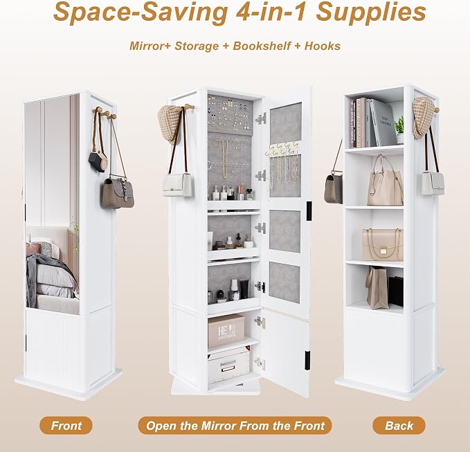 Montary 360° Rotating Makeup & Jewelry Cabinet - Image 8