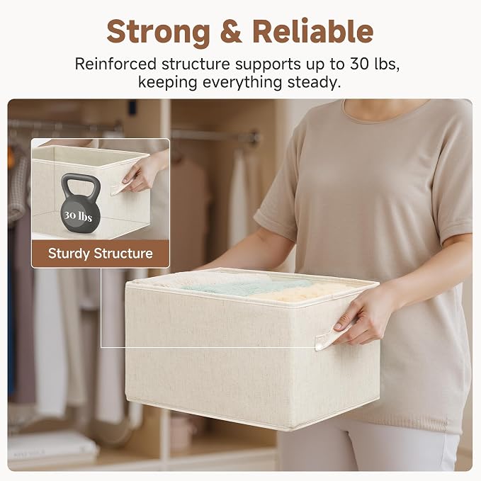 StorageWorks Storage Baskets for Shelves, Foldable Fabric Closet Storage Bins - Image 5