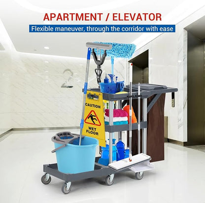 Cleaning Cart, Heavy-Duty Rolling Service Cart - Image 4