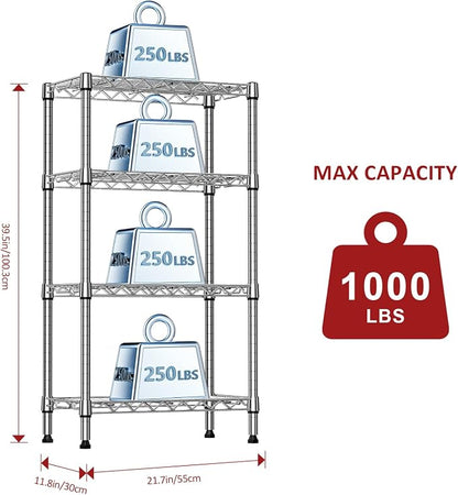 IZEUK 4 Tier Steel Storage Shelves, Heavy Duty Metal Shelf Wire Shelving Rack - Image 3