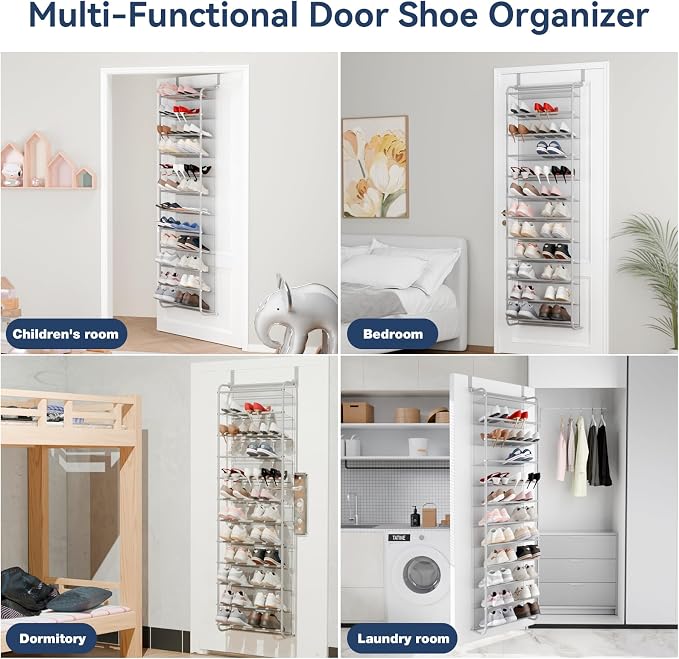 Whitmor 36 Pair Over The Door Shoe Organizer, 12 Tier Hanging Shoe Organizer - Image 7