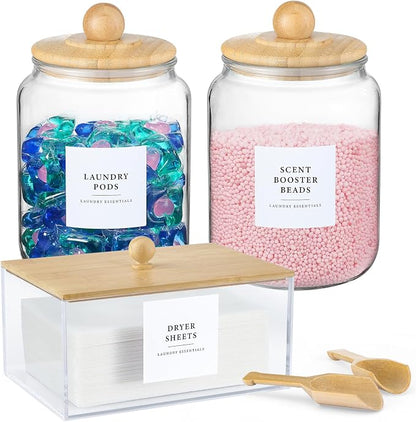 Glass Jars and Dryer Sheet Holder by MakeLifeBetterEasier