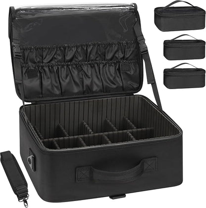 Relavel Large Makeup Bag with 3 Removable Pouches, Travel Train Case Cosmetic by Relavel