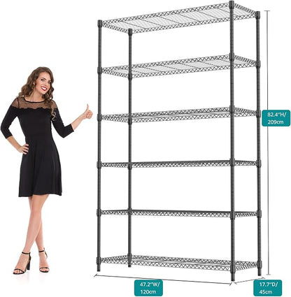 6 Tiers Shelf 2100 lbs Steel Storage Shelving Utility Shelving Unit Steel - Image 2