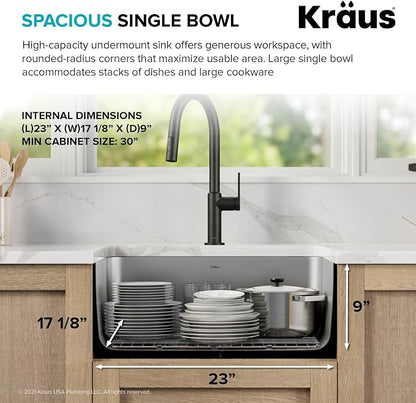 KRAUS Dex 25-inch Undermount 16 Gauge Stainless Steel Single Bowl Kitchen Sink - Image 4