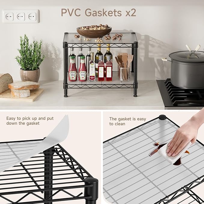Golpart Small 2 Tier Shelves Storage Wire Shelving Unit Metal Shelf Gasket | 2 - Image 4