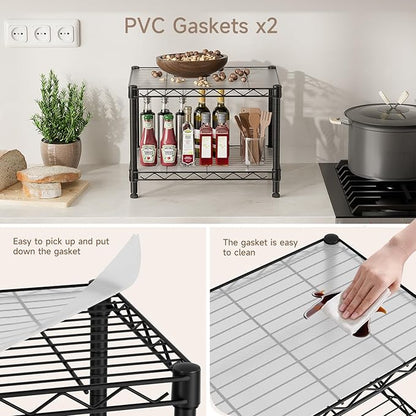 Golpart Small 2 Tier Shelves Storage Wire Shelving Unit Metal Shelf Gasket | 2 - Image 4