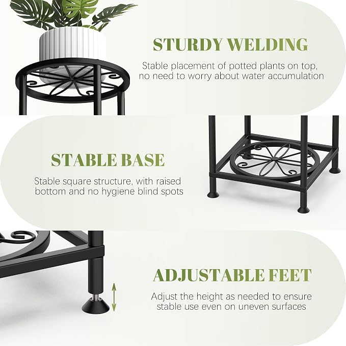 4 Tier Plant Stand Indoor Outdoor, Metal Flower Shelf Display Holder - Image 3