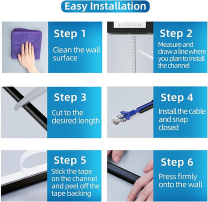 Yecaye 128in Wall Cord Hider for 1 Mini Wire, On-Wall Cord Cover Channel - Image 7