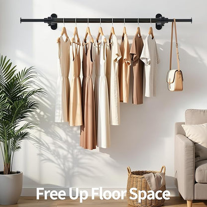 Luxspire Wall Mounted Clothes Rack, Industrial Pipe Clothing Rack, Laundry Room - Image 2