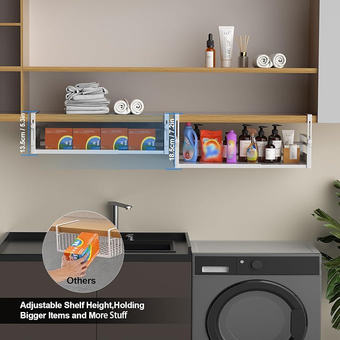 2Pack Under Shelf Basket Organizer, Adjustable Under Cabinet Shelf Storage - Image 4