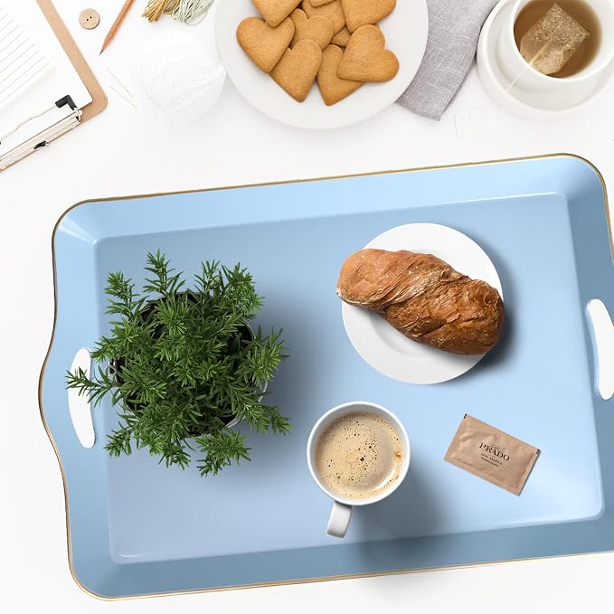Spsyrine Light Blue Decorative Tray, Elegant Plastic Serving Tray - Image 3