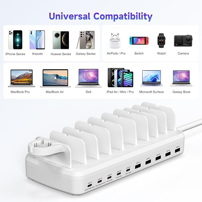 320W Charging Station for Multiple Devices, 10 Ports Fast Multi-Device Charger - Image 7