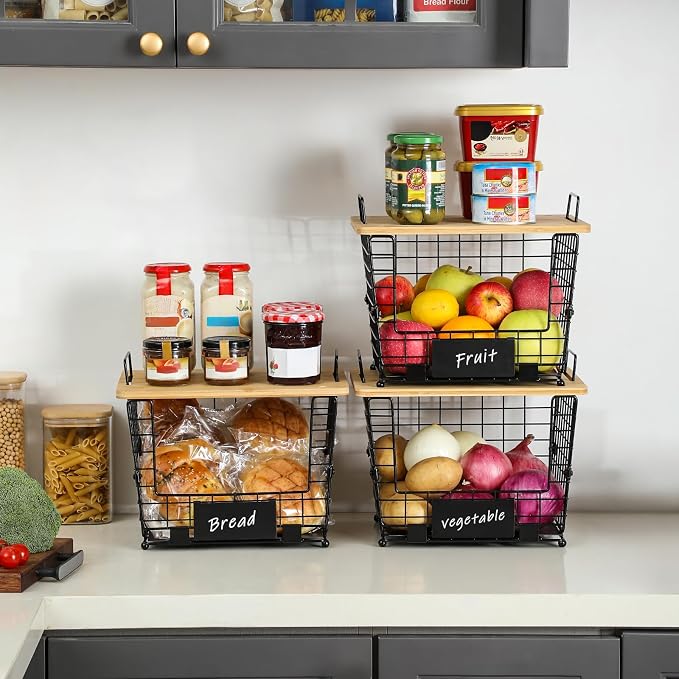 2 Set Large Stackable Wire Basket - Image 3