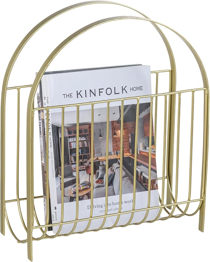 MyGift Deluxe Mid Century Brass Tone Metal Wire Magazine Holder Rack, Table or by MyGiftHome