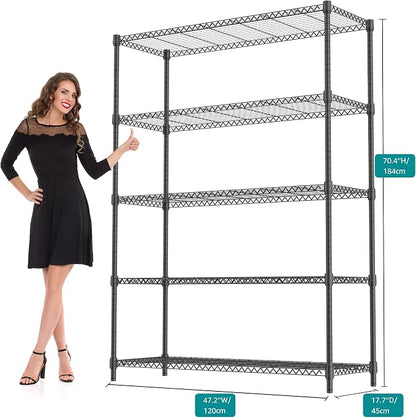 5 Tiers Shelf 1750 lbs Steel Storage Shelving Utility Shelving Unit Steel - Image 2