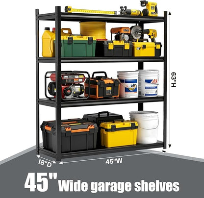 45" W Garage Shelving 4-Tier Heavy Duty Storage Shelves, Adjustable Metal Shelf - Image 2
