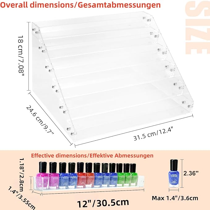 Acrylic Nail Polish Organizer Rack, 6 Tier Holder Stand, Paint Rack Gel Nail - Image 6