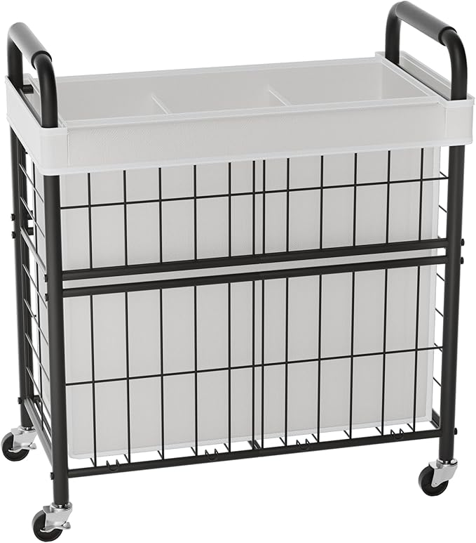Laundry Hamper 3 Section, 145L Rolling Laundry Sorter Basket by Ollieroo