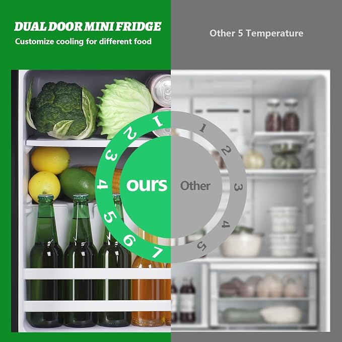 2.4 Cu.ft Mini Fridge with Top Freezer Apartment Size Dual Door Compact - Image 4