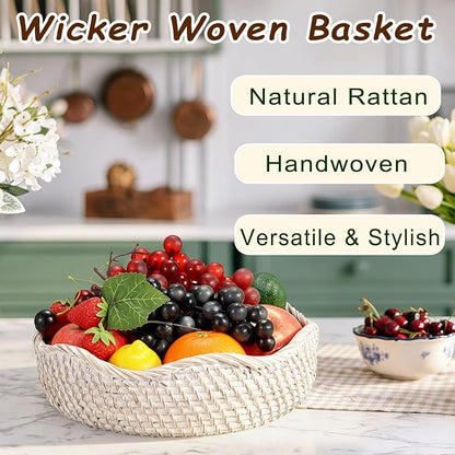 Hipiwe Rattan Key Basket for Entryway Table Handwoven Small Baskets Tray | - Image 6