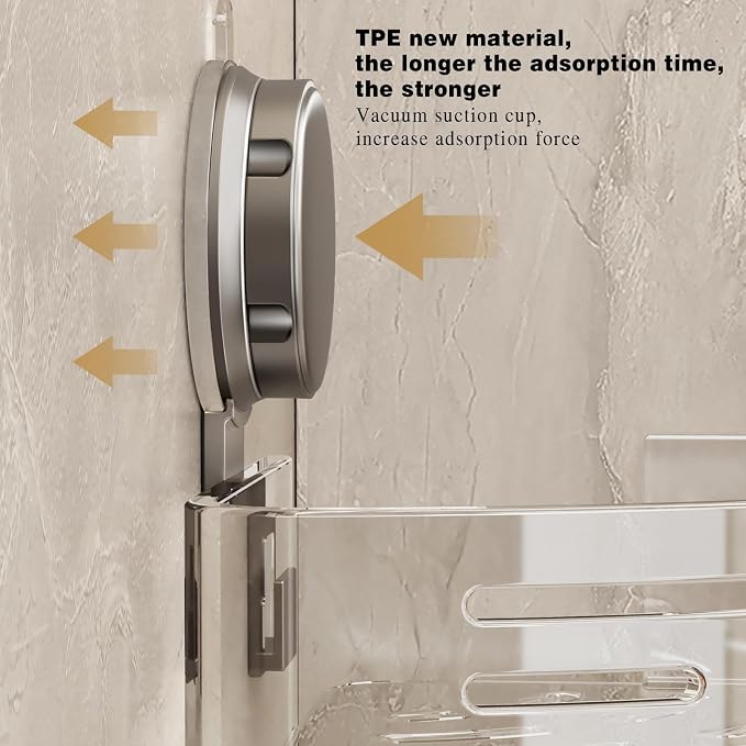 VOLPONE Corner Shower Caddy Suction Cup Shower Shelf Corner No Drilling - Image 6