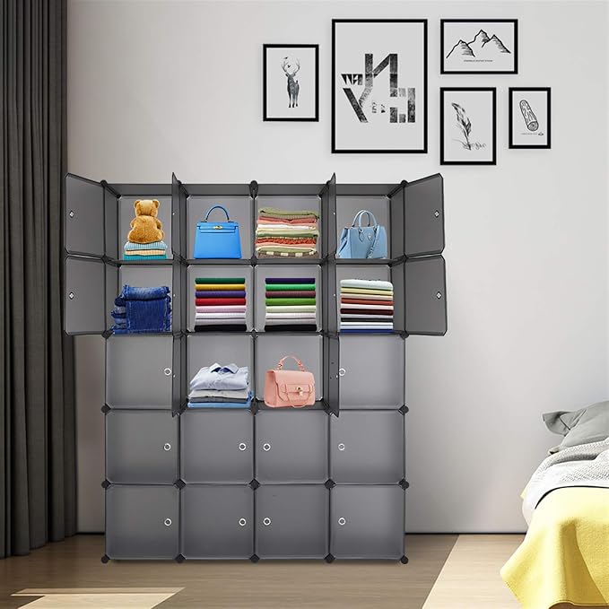Cube Storage Organizer, 20-Cube Plastic Closet Cabinet, DIY Plastic Modular - Image 6