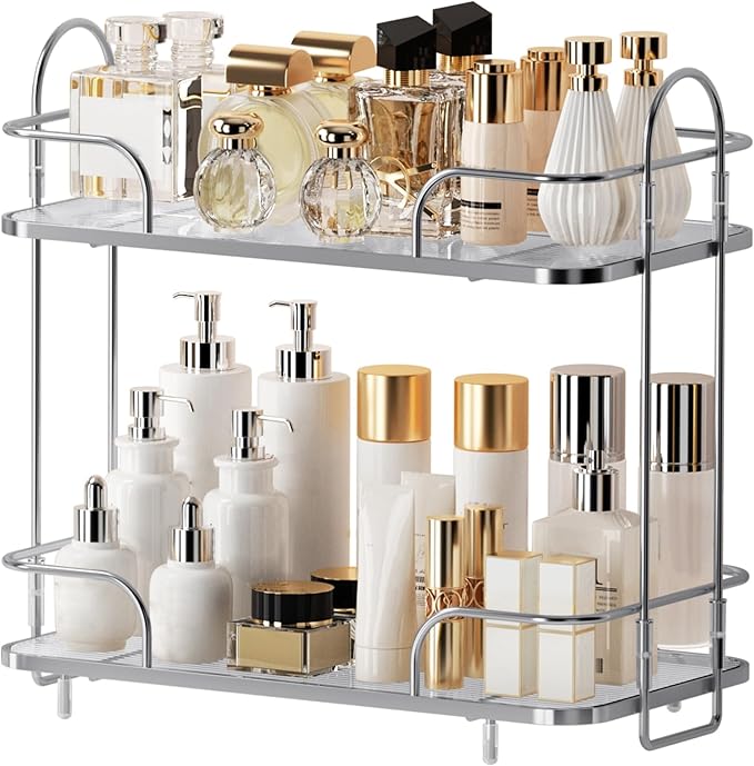 Seoneiro 2 Tier Corner Bathroom Counter Organizer, Cosmetic Skincare ，Bathroom by Seoneiro