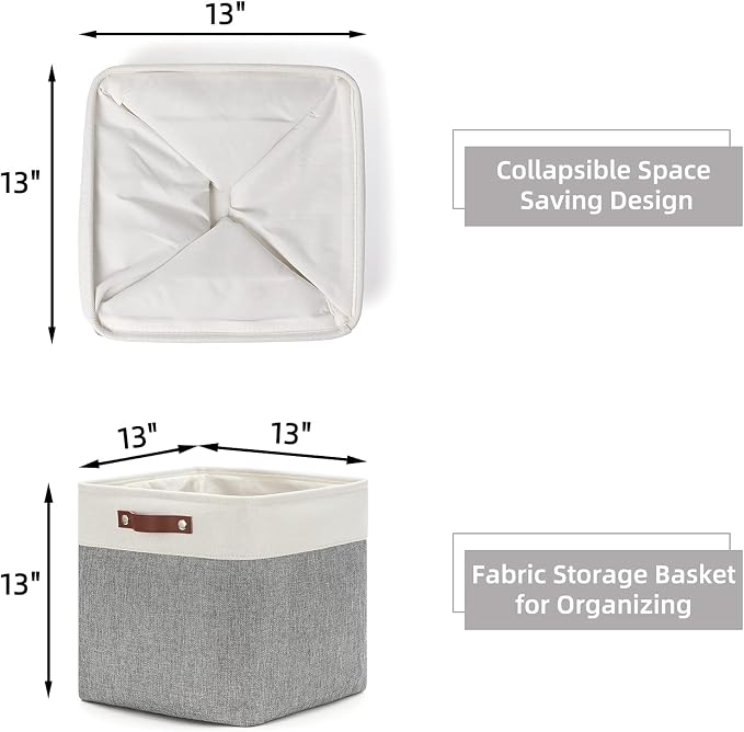 HNZIGE Storage Foldable Storage Baskets Cubes Set Fabric Bins - Image 2