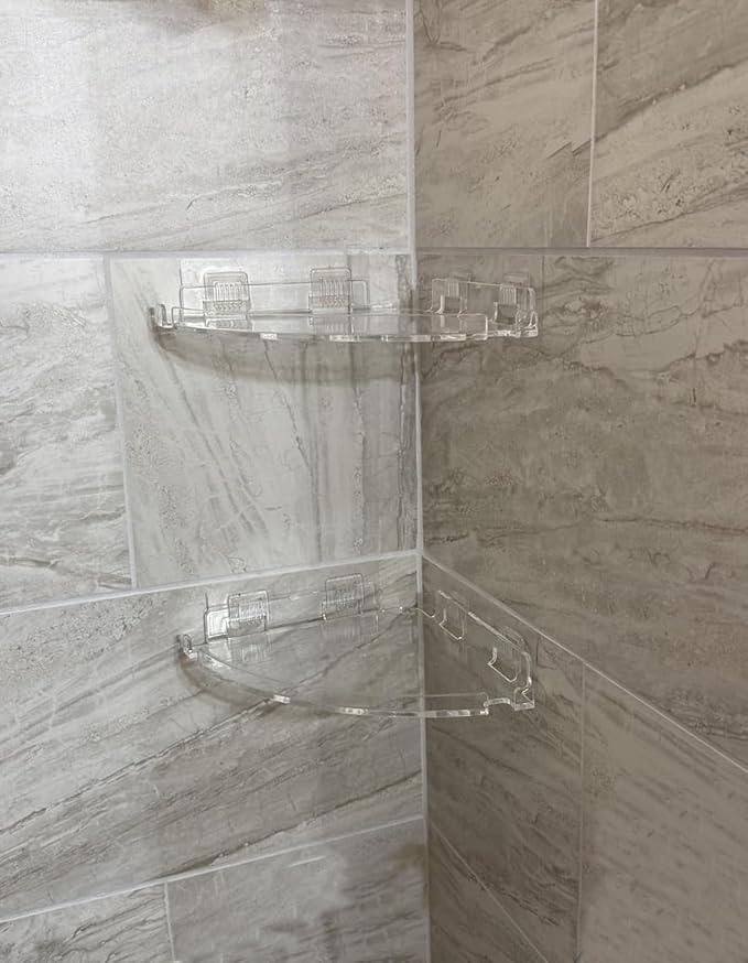 JiePai Acrylic Corner Shower Caddy Shelf - Image 2