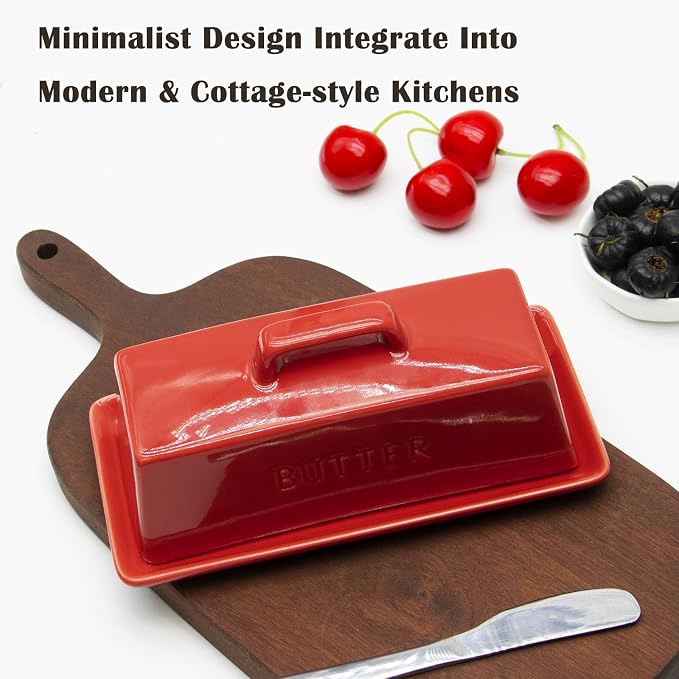 Ceramic Butter Dish With Lid for Countertop, Covered Butter Holder With Lid - Image 5