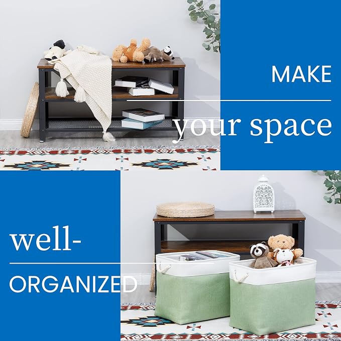 Bidtakay Large Storage Baskets for Nursery Toy Organizer Collapsible Organizing - Image 2