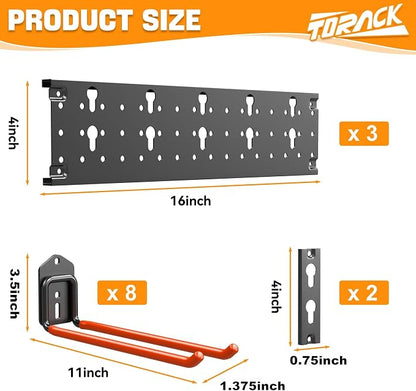 TORACK Garden Tool Organizer Wall Mounted, Garage Folding Chair Storage Rack - Image 3