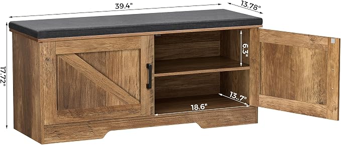 HOMSHO Farmhouse Shoe Storage Bench - Image 3