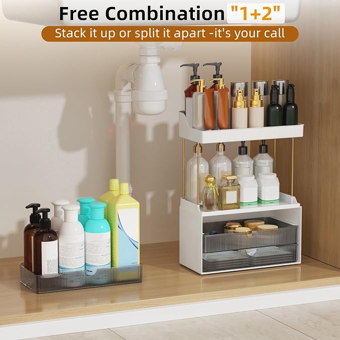 Strong 3 Drawers Bathroom Counter Organizer, 5 Tier Makeup Organizer, Versatile - Image 6