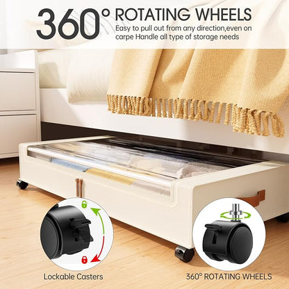Yecaye Under Bed Storage with Wheels 2 Pack, 70L Larger Capacity Under Bed - Image 3