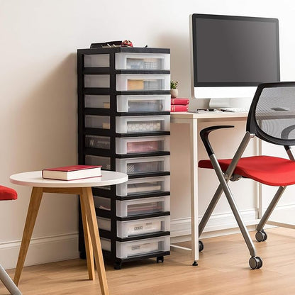 IRIS USA 2 Pack 10-Drawer Plastic Storage Rolling Organizer Cart - Image 6