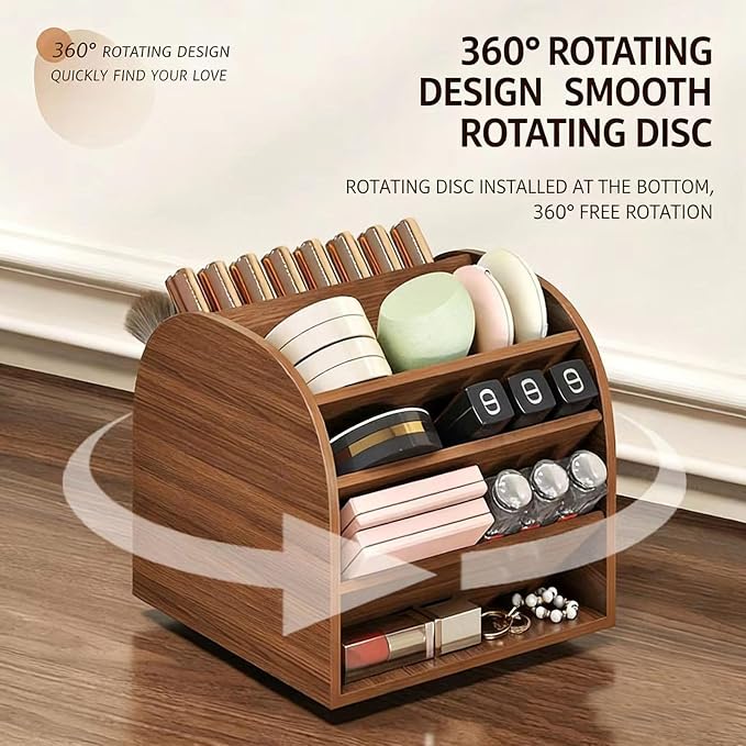 360° Rotating Lipstick Organizer, Tiered Makeup Display Stand - Image 4