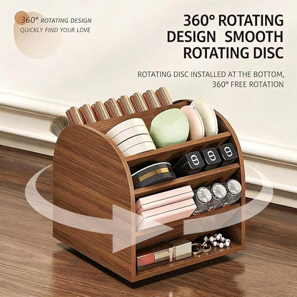 360° Rotating Lipstick Organizer, Tiered Makeup Display Stand - Image 4