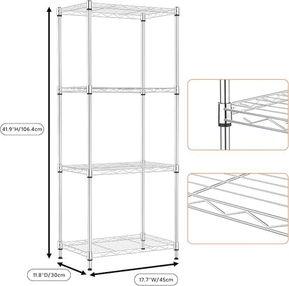 4 Tiers Shelf Metal Storage Shelves Wire Rack Closet Organizers - Image 3