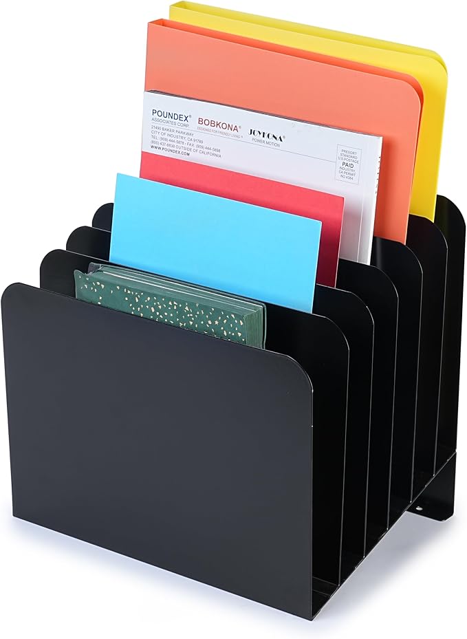 Huron Desktop File Binder Organizer Storage, Inclined Slant 6 Slot by Huron