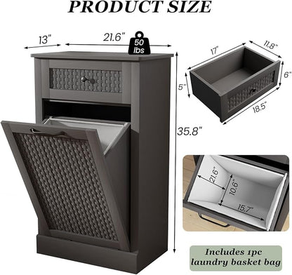 Tilt Out Laundry Hamper Cabinet, 10 Gallon Laundry Cabinet - Image 2